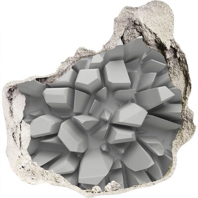 Dziura 3d fototapeta naklejka Złamana ściana z kryształami