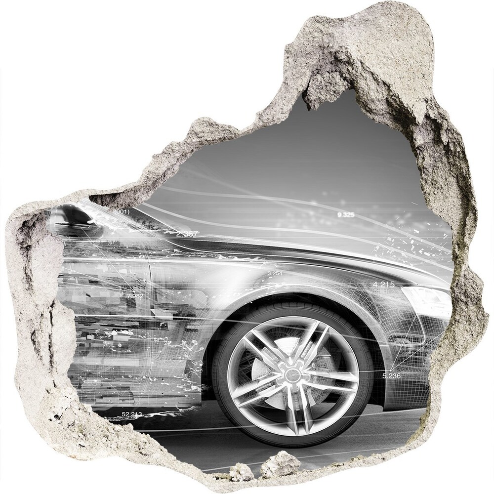 Foto zdjęcie dziura na ścianę Pędzący samochód