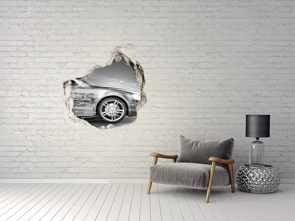 Foto zdjęcie dziura na ścianę Pędzący samochód