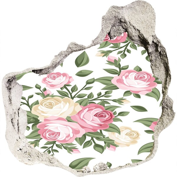 Naklejka 3D dziura na ścianę samoprzylepna Kwiatowy ogród w dziurze w ścianie