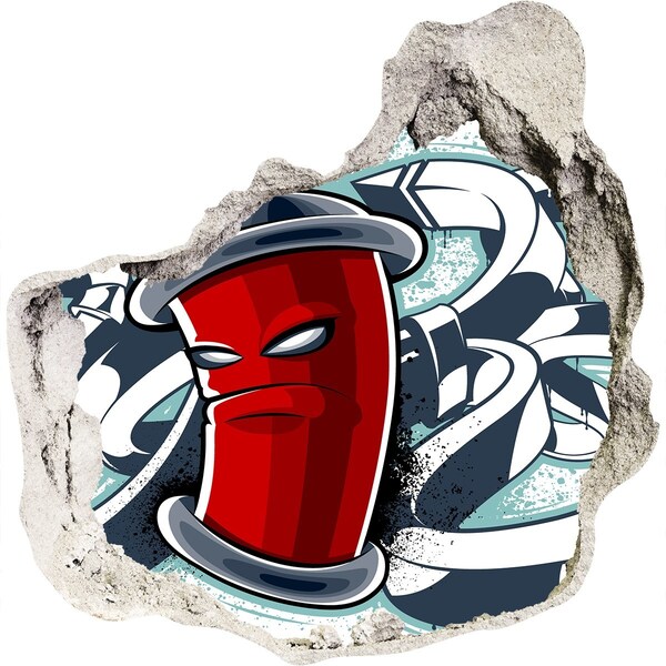 Foto zdjęcie dziura na ścianę Czerwony kubek z graffiti