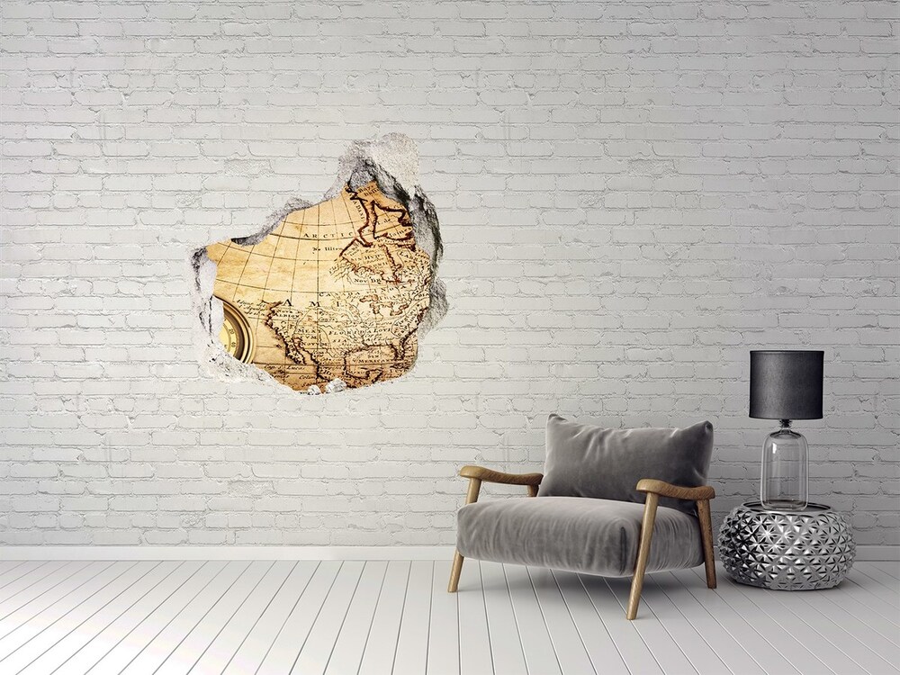 Samoprzylepna dziura na ścianę Kompas na mapie