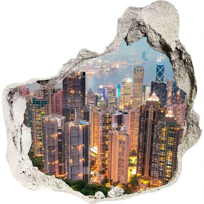 Fototapeta dziura na ścianę 3d naklejka Hongkong