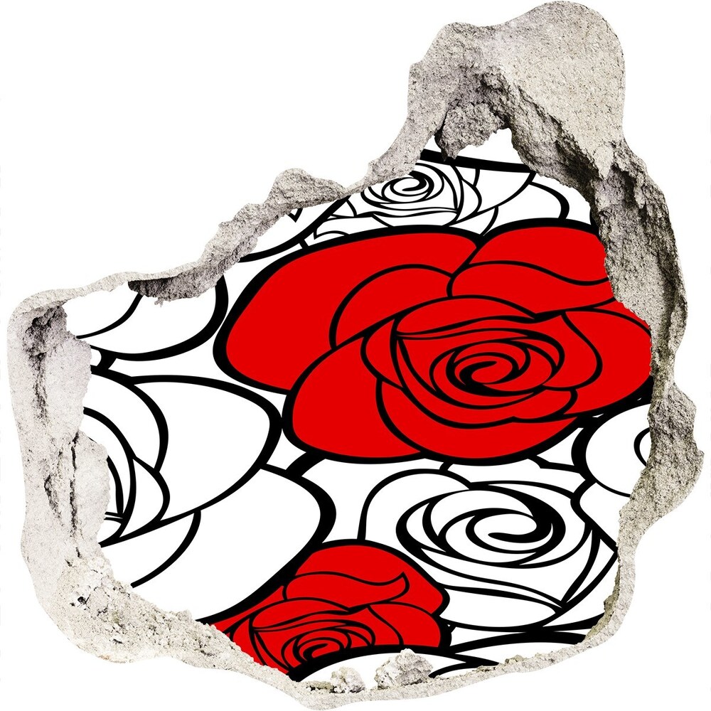Naklejka 3D dziura na ścianę samoprzylepna Róże