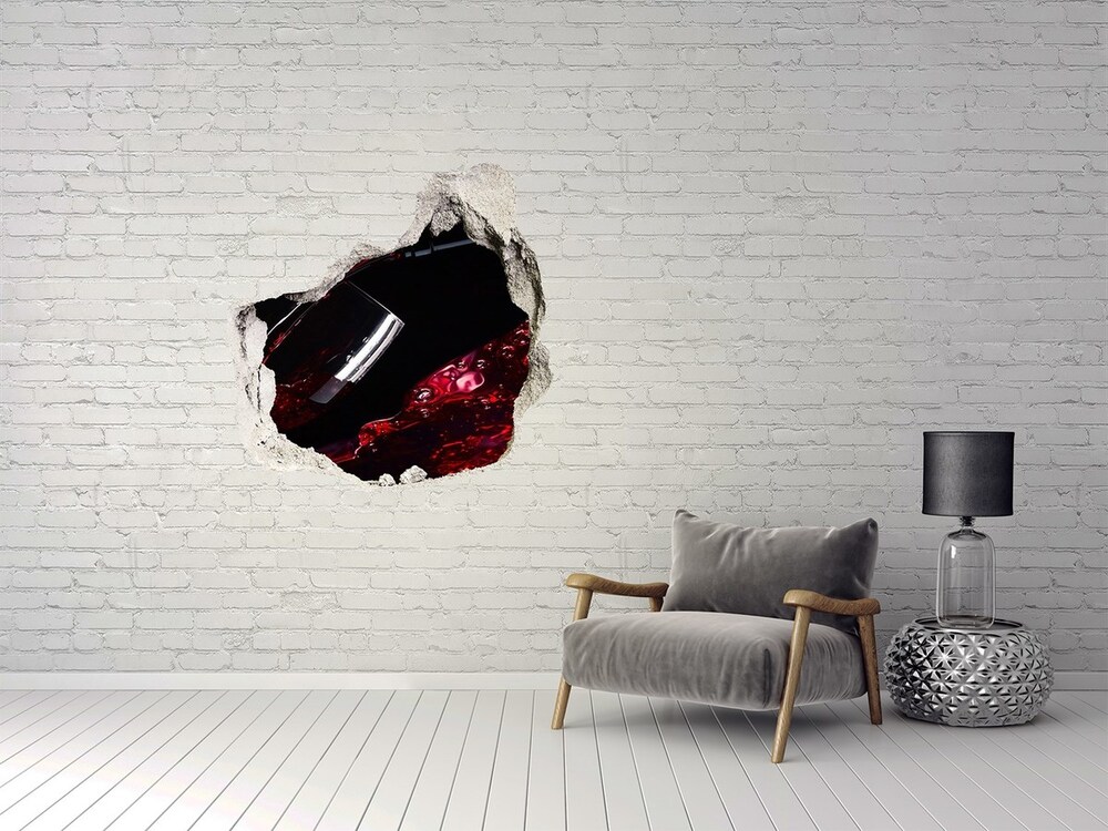 Naklejka 3D dziura na ścianę Czerwone wino