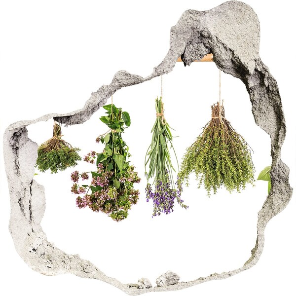 Naklejka dziura na ścianę beton Ziołowy kącik w kuchni