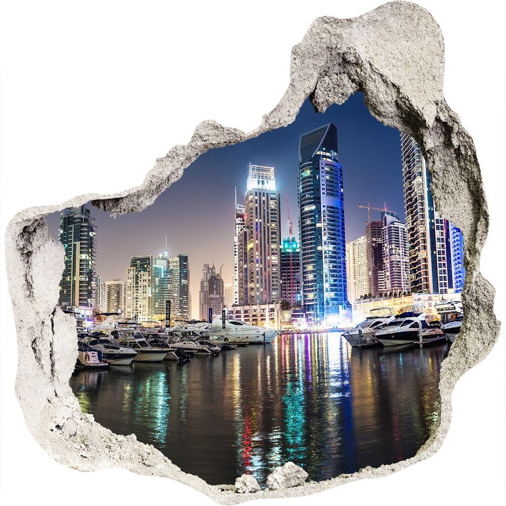 Fototapeta dziura na ścianę 3d Dubaj nocą