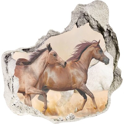 Dziura 3d fototapeta naklejka Konie w galopie