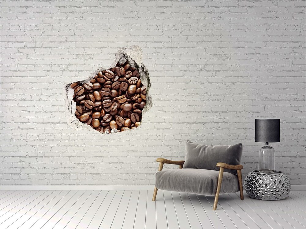 Naklejka 3D dziura okleina Ziarna kawy