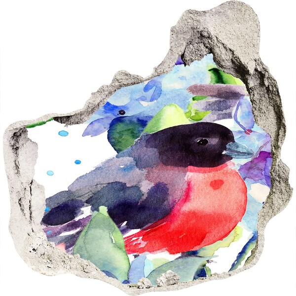 Dziura 3d fototapeta naklejka Ptak w kolorowej kompozycji