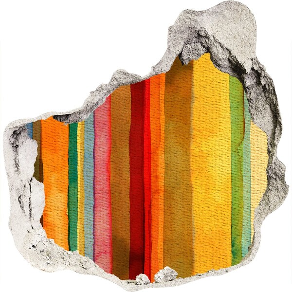 Dziura 3d fototapeta naklejka Kolorowe pasy w zniszczonej ścianie