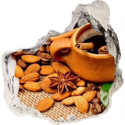 Naklejka 3D dziura na ścianę Kawa i przyprawy w rustykalnym stylu