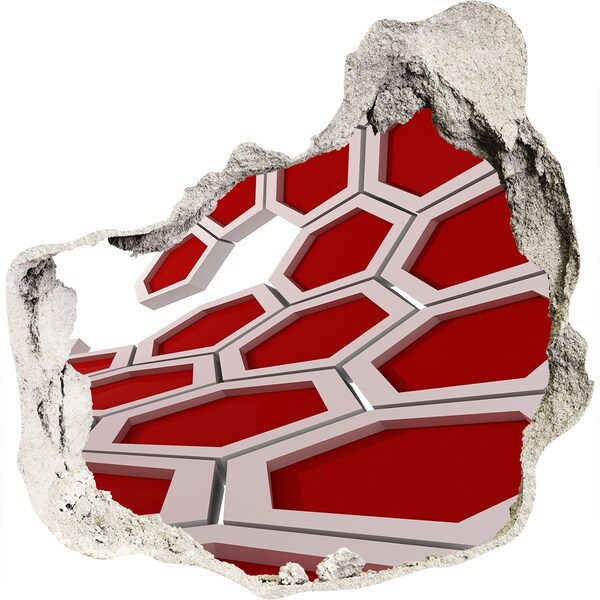 Dziura 3d fototapeta naklejka Czerwony labirynt w betonie