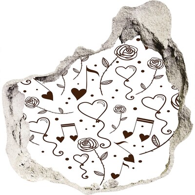 Foto zdjęcie dziura na ścianę Muzyczne serca i róże