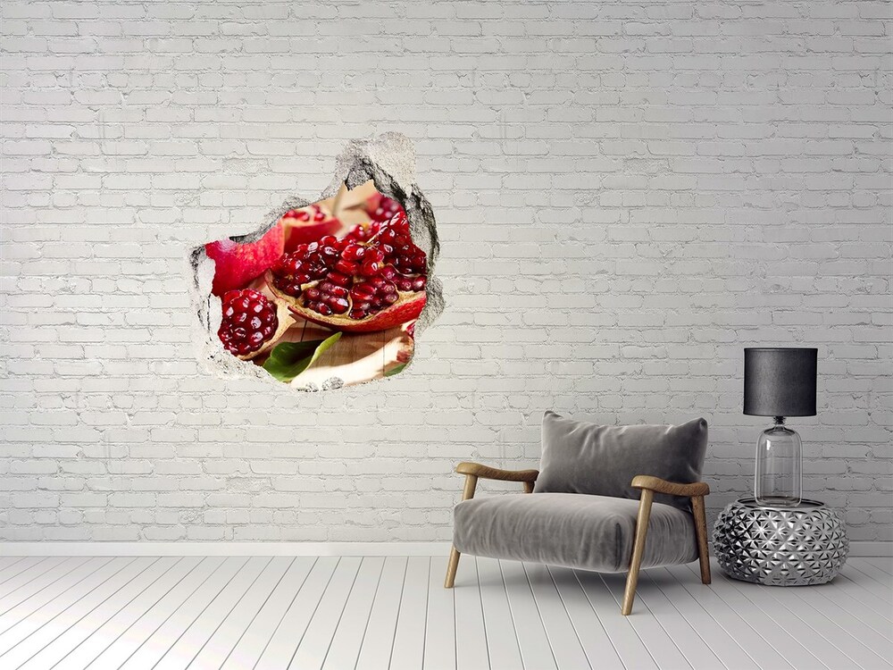 Naklejka 3D dziura na ścianę Granat z liśćmi