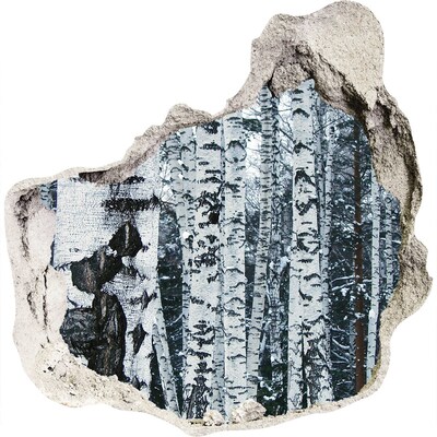 Samoprzylepna dziura na ścianę Zimowy las brzozowy