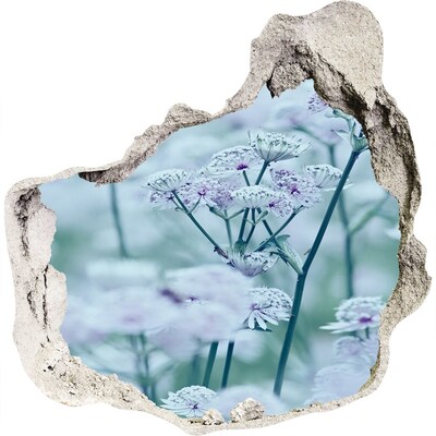 Samoprzylepna dziura na ścianę Kwiaty wśród zniszczonej ściany