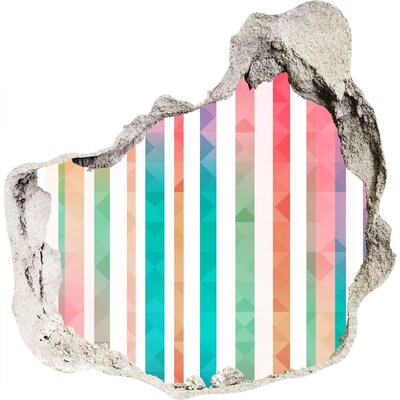 Dziura 3d fototapeta naklejka Kolorowa geometria za dziurą w ścianie