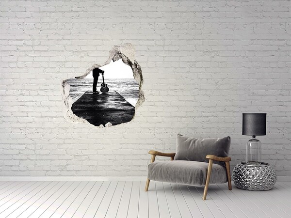 Fototapeta dziura na ścianę Muzyk na molo