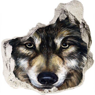 Dziura 3d fototapeta na ścianę naklejka Wilcze spojrzenie przez ścianę