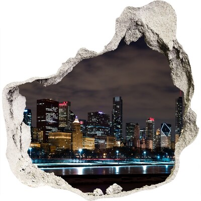 Fototapeta dziura na ścianę 3d Chicago nocą