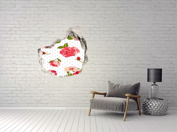 Naklejka 3D dziura na ścianę samoprzylepna Róże