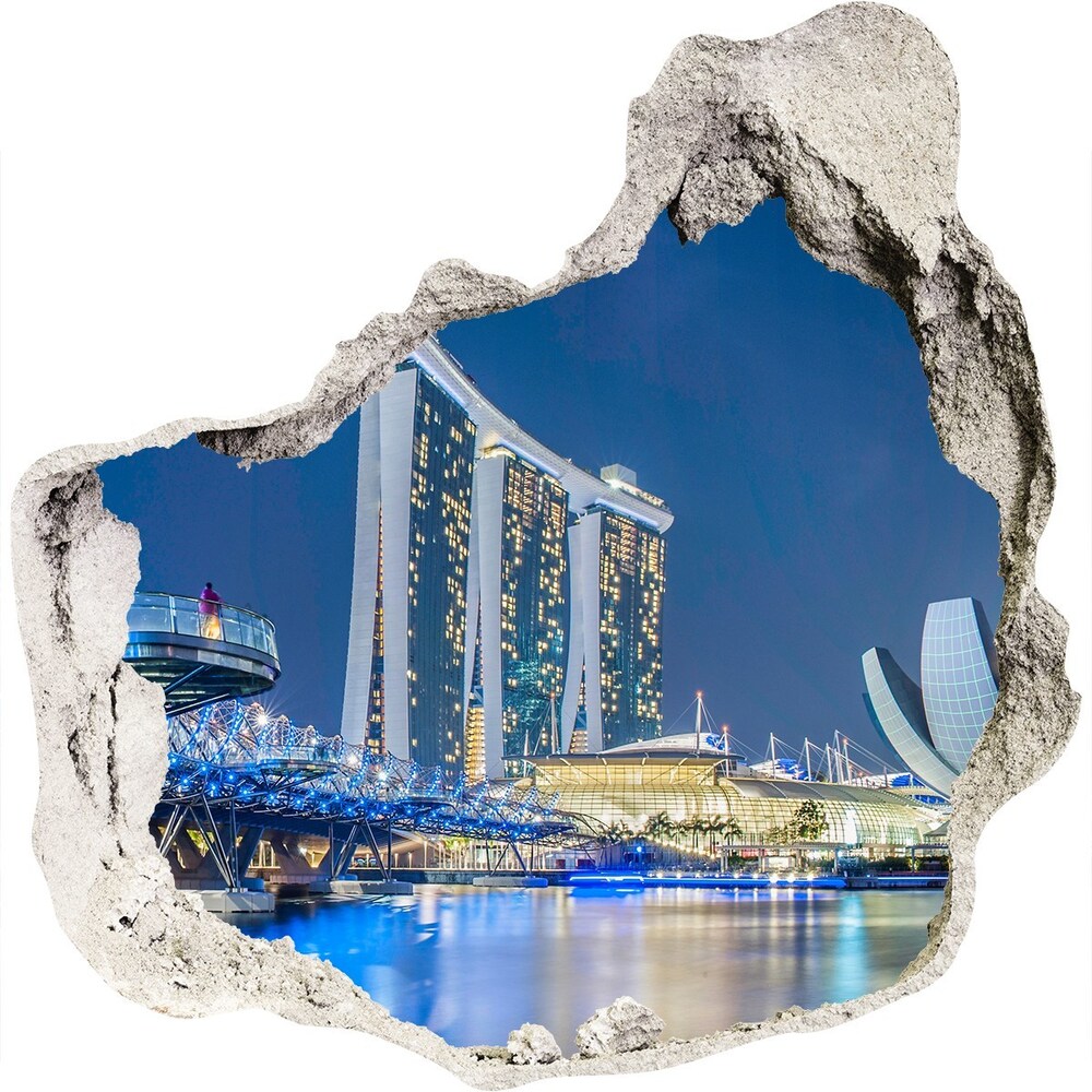 naklejka fototapeta 3D na ścianę Singapur nocą