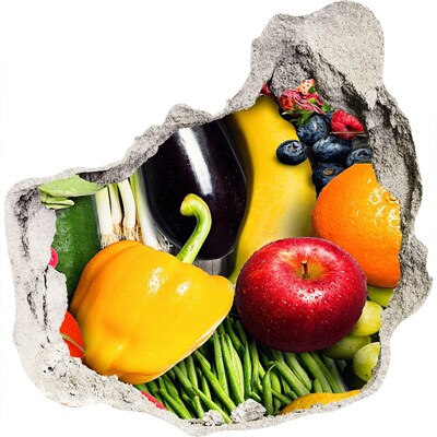 Naklejka 3D dziura okleina Warzywa i owoce