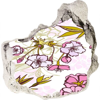 Naklejka 3D dziura na ścianę Kwiaty wiśni