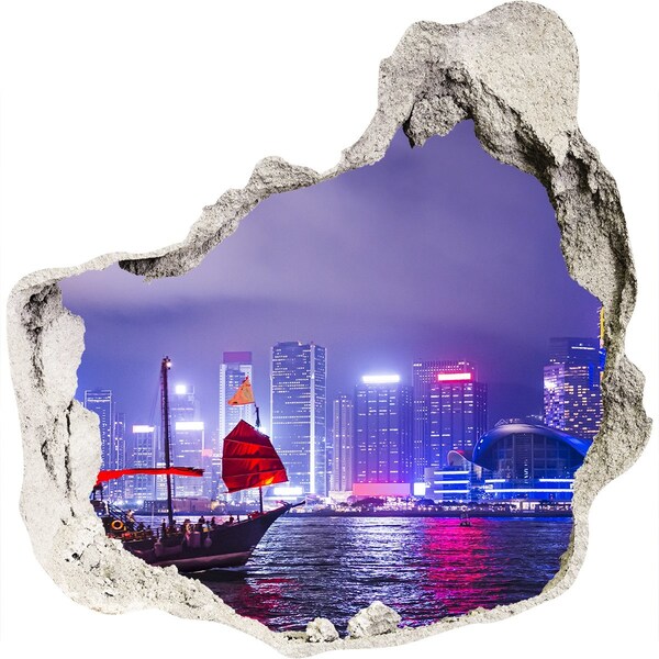 naklejka fototapeta 3D widok Hong kong nocą