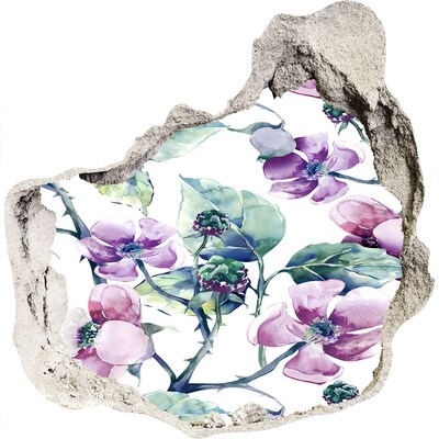 Naklejka 3D dziura na ścianę Kwiaty jeżyny