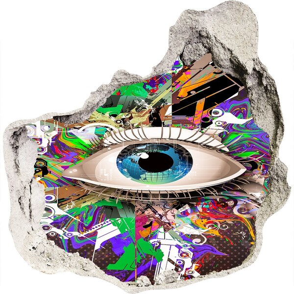 Dziura 3d fototapeta naklejka Oko w kolorowej kompozycji