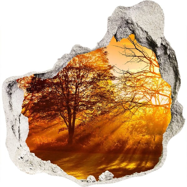 naklejka fototapeta 3D widok Złote promienie słońca w lesie