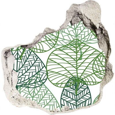 Naklejka 3D dziura Zielone liście wzór