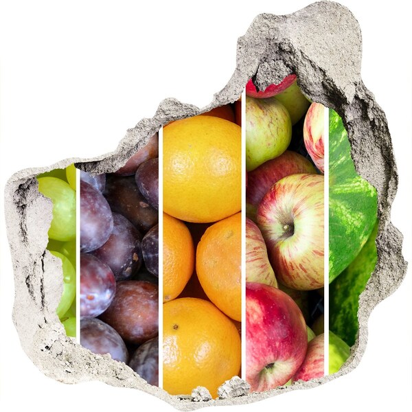 Naklejka dziura na ścianę beton Owoce w betonie