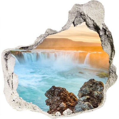 naklejka fototapeta 3D widok beton Wodospad w zachodzącym słońcu