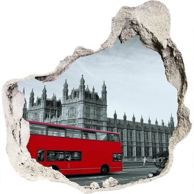 Fototapeta dziura na ścianę 3d Londyńska sceneria z czerwonym autobusem
