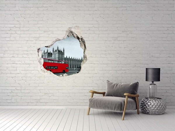 Fototapeta dziura na ścianę 3d Londyński autobus