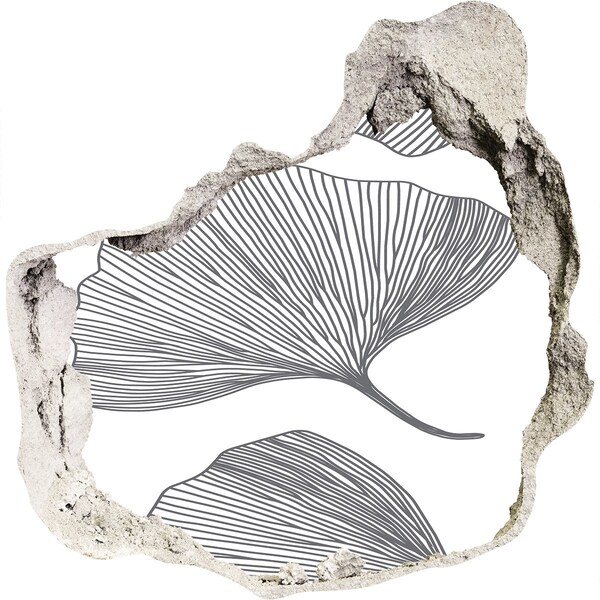 Naklejka 3D dziura na ścianę beton Liście w betonie