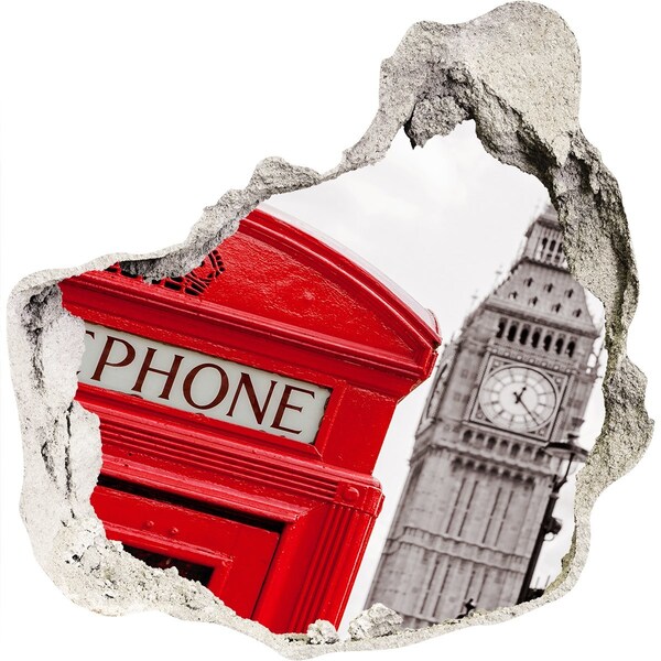 Fototapeta dziura na ścianę 3d Londyńska sceneria z budką telefoniczną