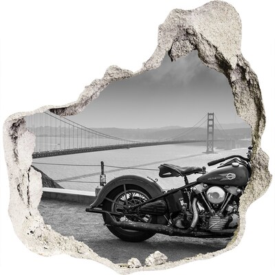 Foto zdjęcie dziura na ścianę Motocykl przy moście Golden Gate