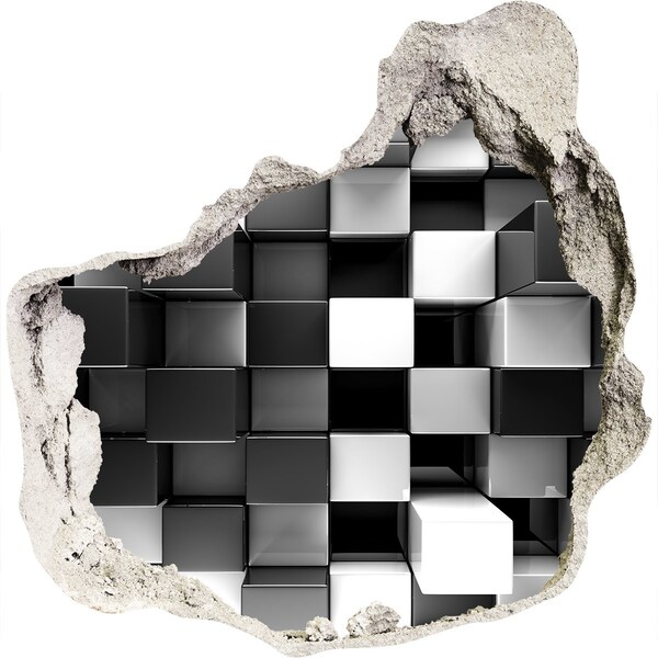 Dziura 3d fototapeta na ścianę Czarno-białe sześciany w ścianie