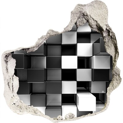 Dziura 3d fototapeta na ścianę Czarno-białe sześciany w ścianie