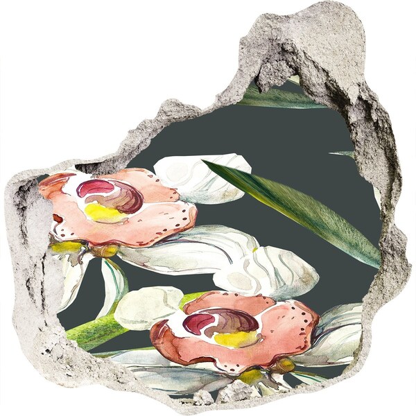 Naklejka dziura na ścianę beton Kwiaty w betonie