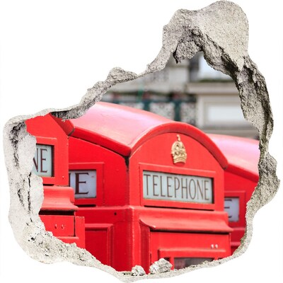 Fototapeta dziura na ścianę 3d Brytyjskie budki telefoniczne