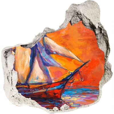 Foto zdjęcie dziura na ścianę Zachód słońca na morzu