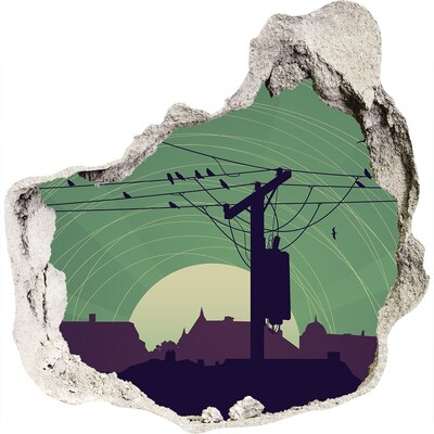 Dziura 3d fototapeta naklejka Zachód słońca w mieście