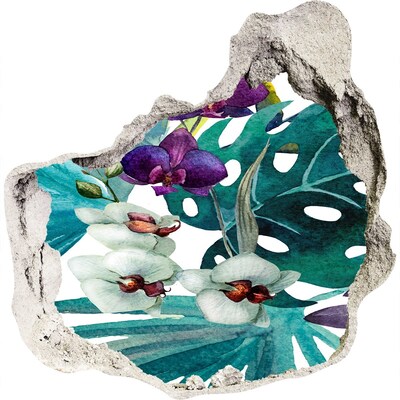 Naklejka 3D dziura na ścianę Tropikalny ogród w dziurze w ścianie