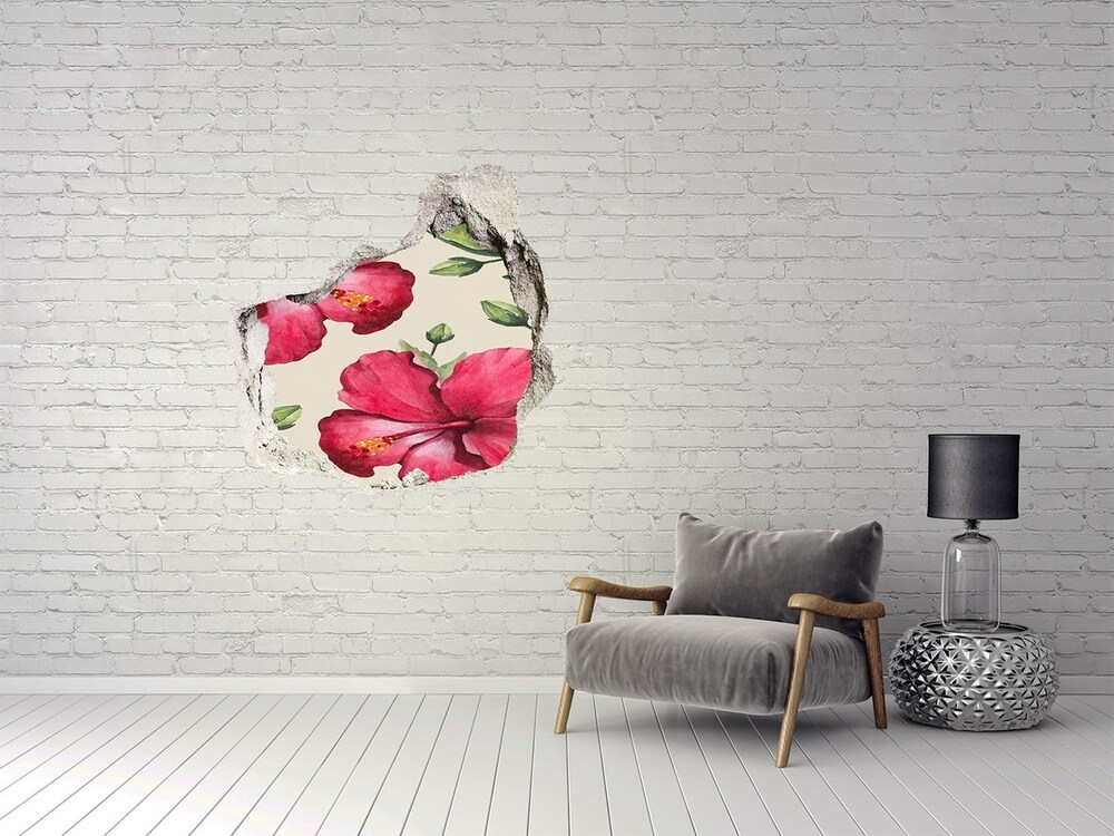 Naklejka 3D dziura na ścianę Różowy hibiskus
