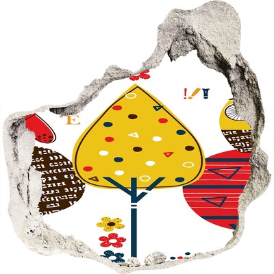 Samoprzylepna naklejka na ścianę Kolorowe drzewa w dziurze w ścianie